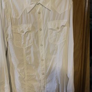 True Religion White Button-Up Western Shirt women's xl longsleeve